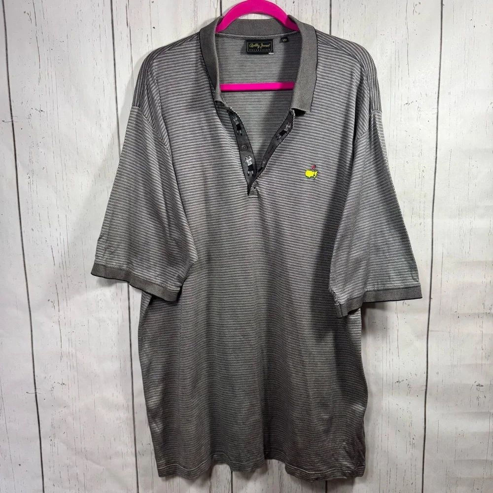 Bobby Jones Masters Mens Gray Polo Golf Shirt Soft Short Sleeve 100% Cotton
